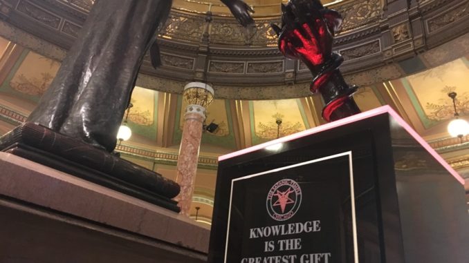 Satanic statue erected in Illinois statehouse