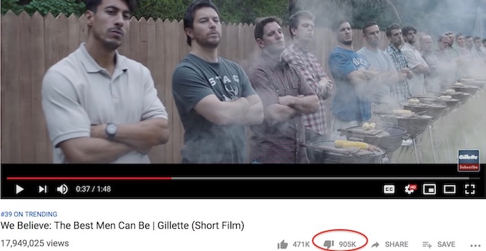 Gillette's recent virtue signaling commercial against "toxic masculinity" has become one of the most disliked videos on YouTube of all time.