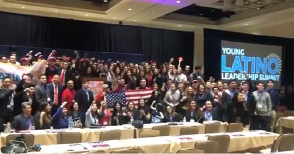 Hundreds of young Latino leaders chanted "Build the wall!" while proudly displaying the flag at the Young Latino Leadership Summit.