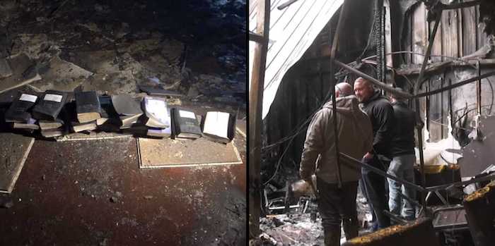 A massive fire tore through a West Virginia church in the middle of the night however local firefighters found the Bibles and cross untouched.