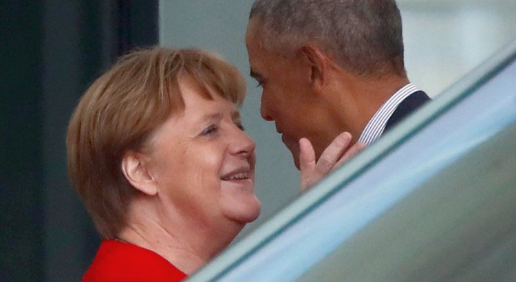Barack Obama meet with Angela Merkel in Berlin