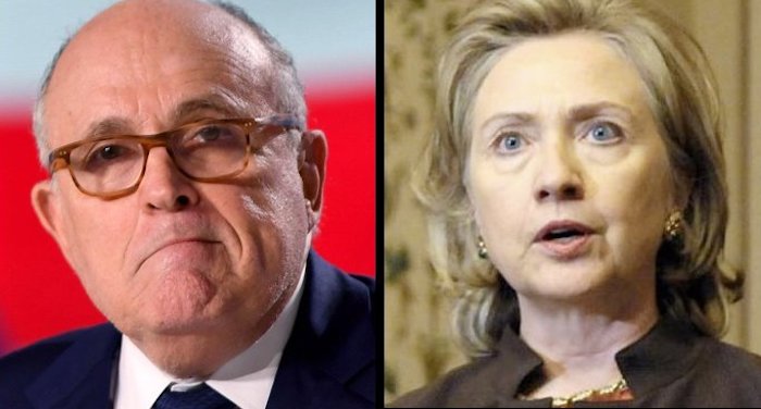 Rudy Giuliani described the Clintons as "America's number one crime family" and warned the former secretary of state to "get a lawyer."