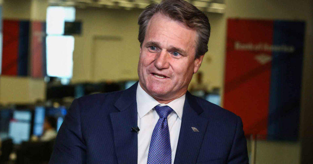 Bank of America CEO Brian Moynihan embraced the digital cashless movement on Wednesday, saying his firm has “more to gain than anybody” from eliminating cash from society.