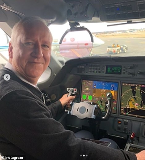 Posing with his employer's $80 million fleet of aircraft, this is Jeffrey Epstein's long-time personal pilot Larry Visoski. The 59-year-old pilot has worked for the wealthy pedophile billionaire for 20 years 