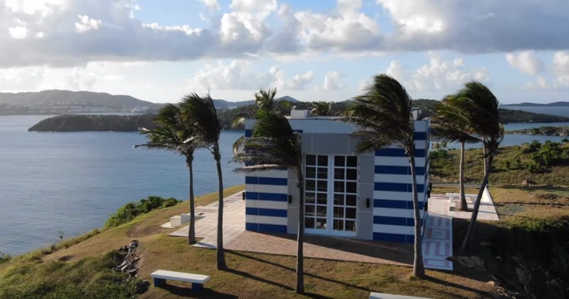 4K drone footage of Epstein's orgy island reveals weird temple with mattresses and sun dial