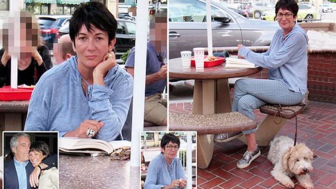 Jeffrey Epstein's child groomer Ghislaine Maxwell spotted at fast food restaurant reading book about secret lives and deaths of CIA operatives