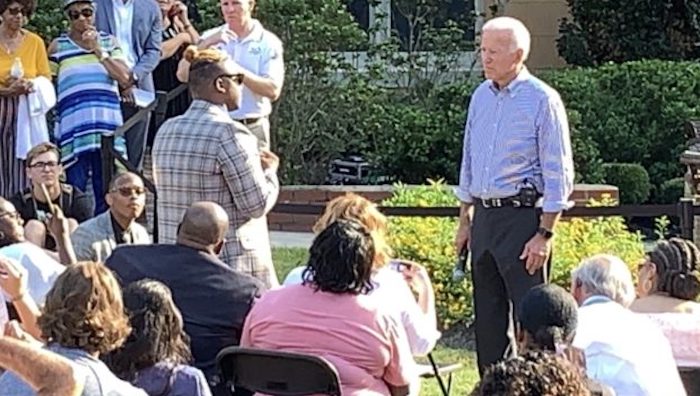 Jalon Robertson, president of the Black Student Union at Limestone College, asked Joe Biden why black voters should keep voting Democrat.
