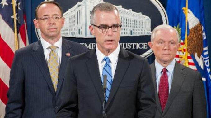 US attorney recommends criminal charges against Andrew McCabe