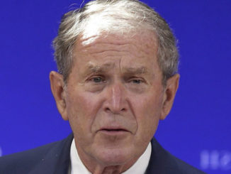 Former President George W. Bush teamed up with former President Bill Clinton to attack President Trump's foreign policy on Wednesday.