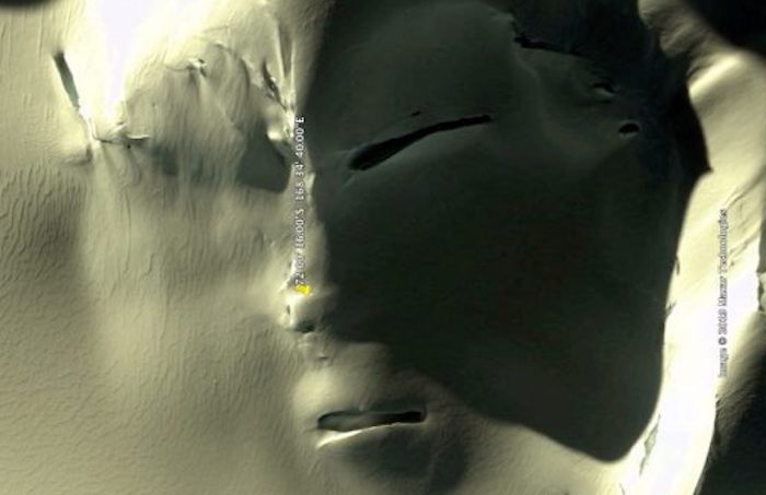 A satellite image from Google Earth shows a massive grey alien face in Antarctica, according to UFO enthusiasts, with some of them claiming the face was made by an ancient alien race that lived in Antarctica.