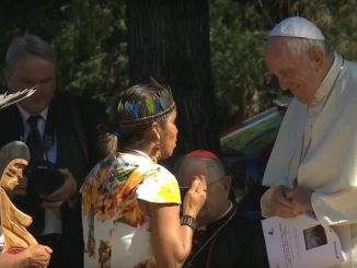 Pope Francis hosted a global warming themed event that included dozens of people literally bowing down before a carved pagan idol inside the Vatican walls.