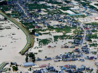 As Typhoon Hagibis hammered Japan on Saturday, thousands of bags containing radioactive waste at Fukushima were reportedly carried into a local stream by floodwaters.
