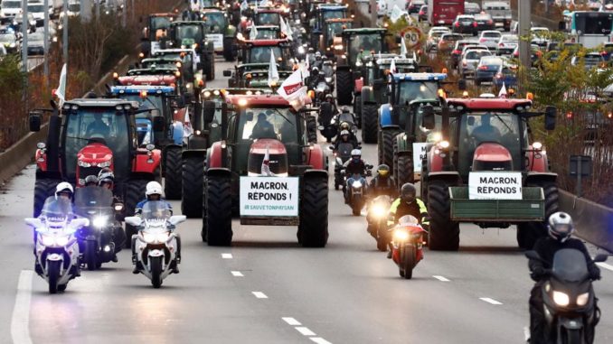 French farmers take to the streets of Paris to protest globalism