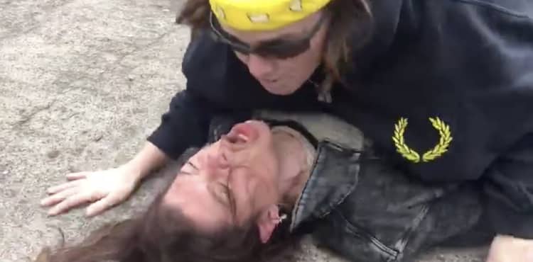 Female MMA fighter takes down violent leftist professor at Veterans Day honors
