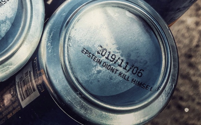 American beer company prints Epstein didn't kill himself on bottom of cans