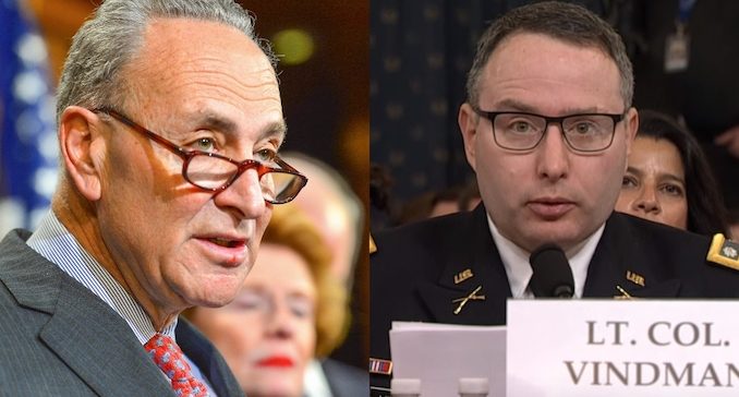 Chuck Schumer accidentally outs Lt. Vindman as on of Schiff's whistleblowers