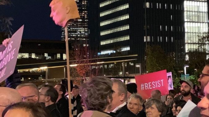 Hollywood liberals carry President Trump's head on a pike during L.A. protests