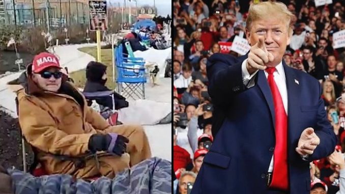 Hundreds of Trump supporters line up at least 24 hours in advance to see POTUS in New Jersey