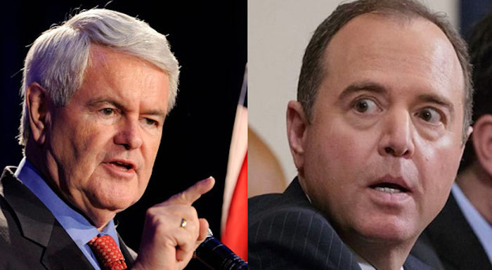 Former House Speaker Newt Gingrich has blasted Rep. Adam Schiff as "deranged human being" and a "compulsive, uncontrollable liar," while calling for the California Democrat to be removed from his role as chairman of the House Intelligence Committee.