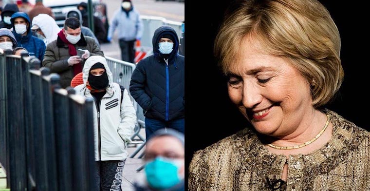 Hillary Clinton appeared smug about the number of sick and dead Americans on Friday, using the growing number of coronavirus cases in the U.S. as a punchline in a joke about President Trump.