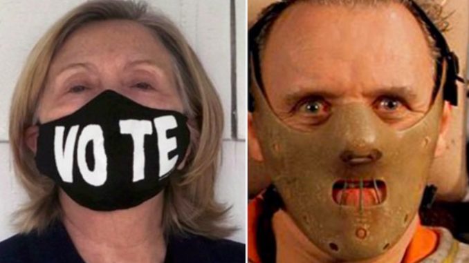 Twice failed presidential candidate and the world's sorest loser Hillary Clinton made the mistake on the weekend of tweeting out a bizarre image of herself wearing a mask — and the internet was quick to make her regret it.