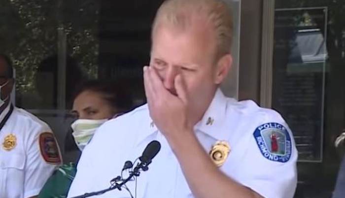 The chief of the Richmond, Virginia, police department fought tears as he told reporters that "organized" leftist rioters from out of state set fire to a multi-family home with a child inside, then blocked access for firefighters attempting to save the child.