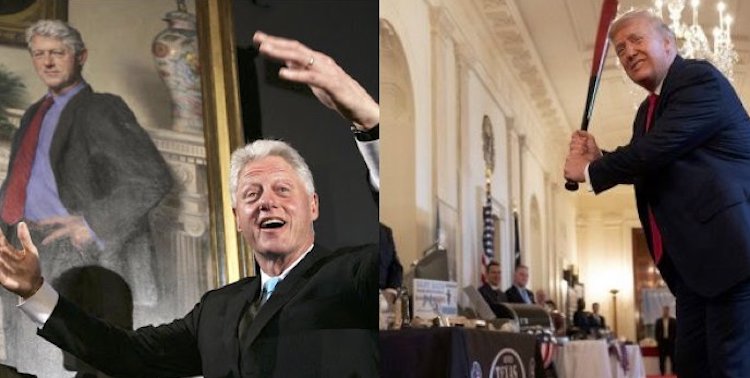 The White House has suddenly moved former President Bill Clinton's official portrait from its prominent position in the entrance hall and placed it in a "storage room" used to store "unused tablecloths and furniture."