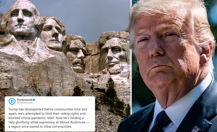 The Democrats' descent into radicalism reached a new low on Monday when the official Democrat Party Twitter account launched an attack on Mount Rushmore, negatively portraying an upcoming event President Trump is planning ahead of Independence Day at the historic monument to four great American presidents.