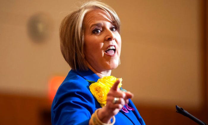 New Mexico's Dem Governor says protests are ok but knocking on doors to register voters is not