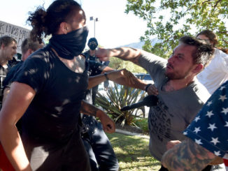 While Antifa and BLM continue to wage a campaign of terror in major American cities, patriotic attendees at a Latinos For Trump rally in Tujunga, California dealt with the far-left anarchists as soon as they showed their face at the rally and threatened to cause a scene.