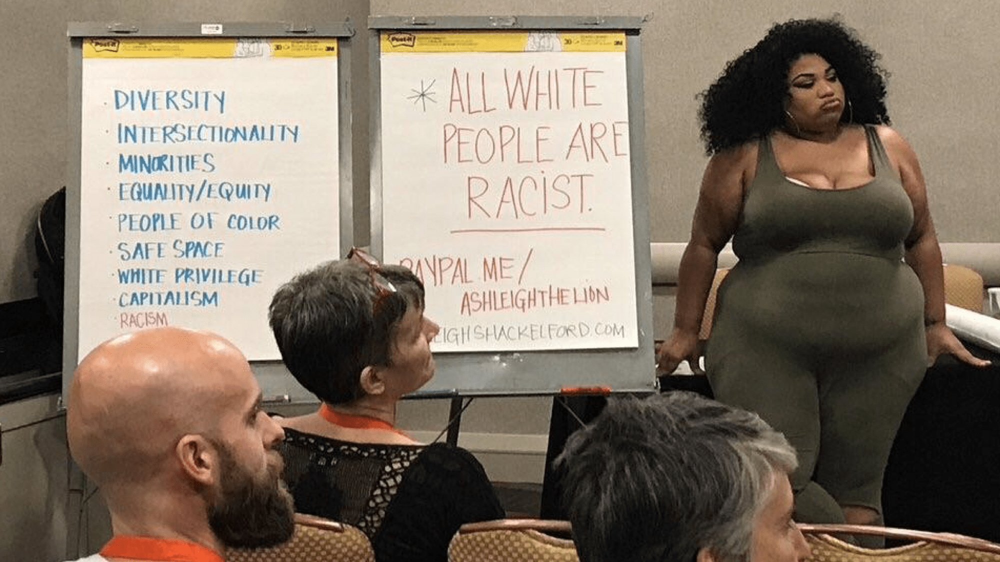 BLM Activist Tells Room of White Liberals 'All White People Are Racist'  While Asking For Money - The People's Voice