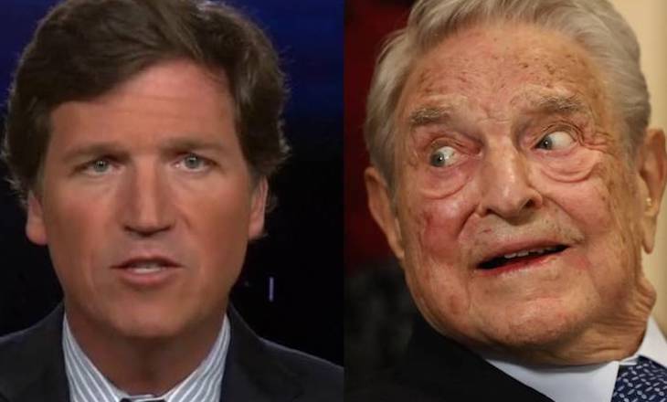 Tucker Carlson says George Soros is trying to take his show off the airwaves