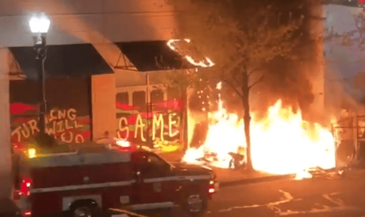 Antifa burns Portland Apple store to the ground