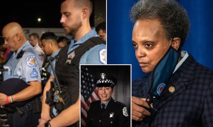 Chicago cops turn their backs on Mayor Lori Lightfoot as two more officers are shot