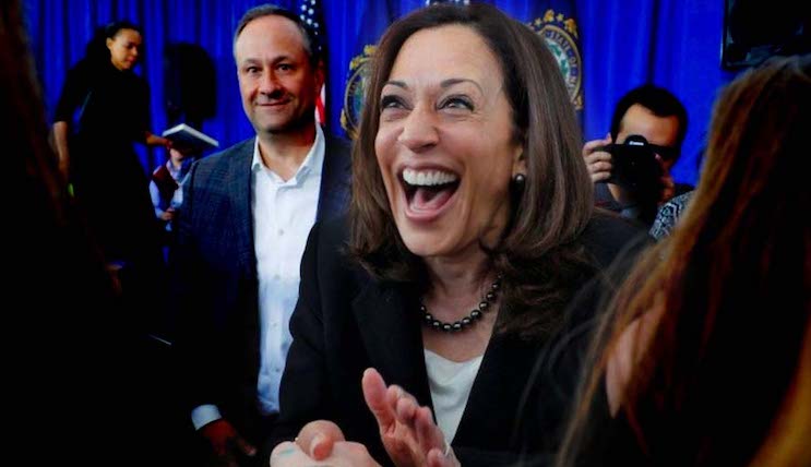 Kamala Harris laughs like a hyena when confronted about stranded Americans in Afghanistan