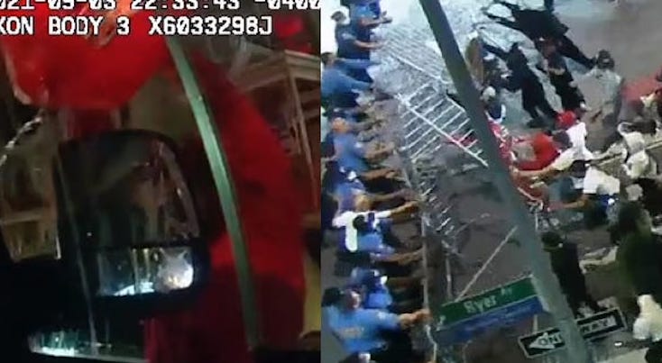 BLM activists pour gasoline on NYPD van with cops inside