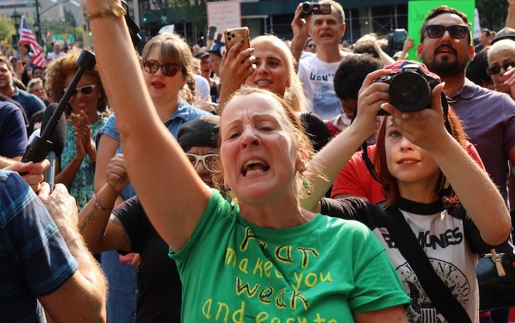Thousands of New York residents take to the streets chanting 'fuck joe biden and deblasio'