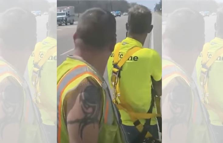 Louisiana Utility workers turn their backs on President Joe Biden as he drives past