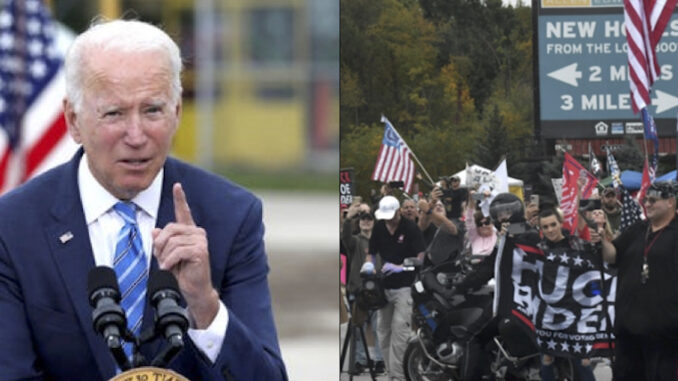 Biden reeling after Trump supporters greet him with 'f**k Joe Biden' signs in Michigan