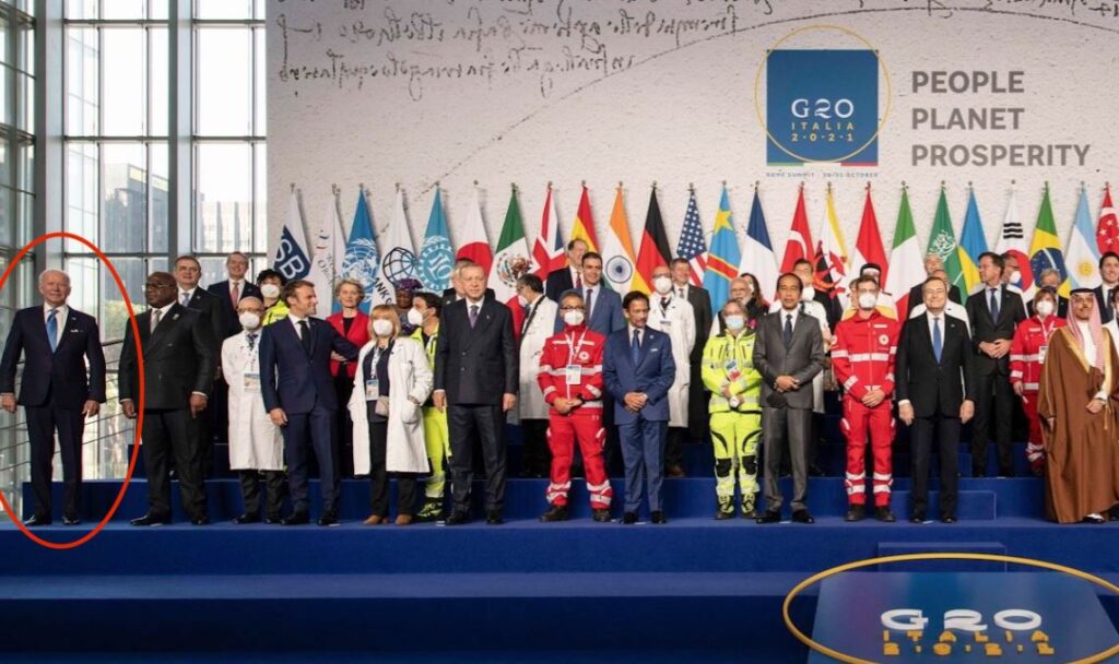 Joe Biden pushed off stage at G20