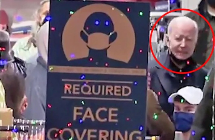 Biden violates store's mask policy