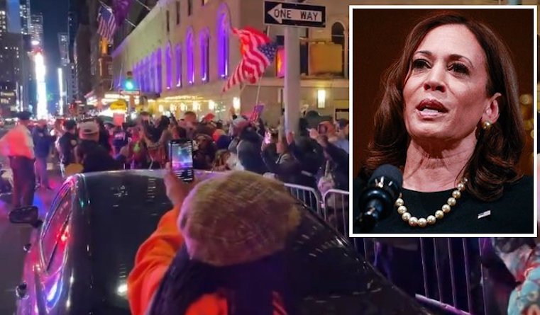 Kamala Harris greeted with 'f joe biden' chants in New York City