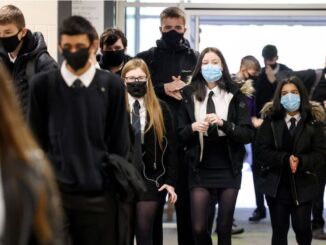 pupils in face masks