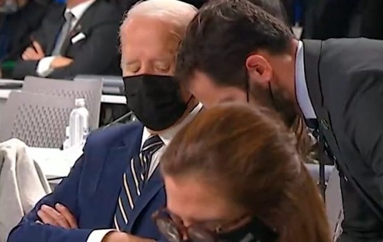 Joe Biden appears to fall asleep during climate change summit