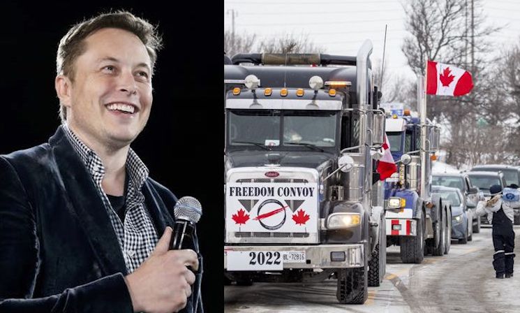 Elon Musk says Canadian truckers are rising up against the New World Order