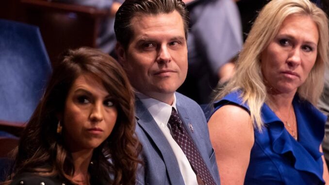 Rep. Matt Gaetz says Rep. Marjorie Taylor Greene was kicked off Twitter for exposing the 'New World Order'