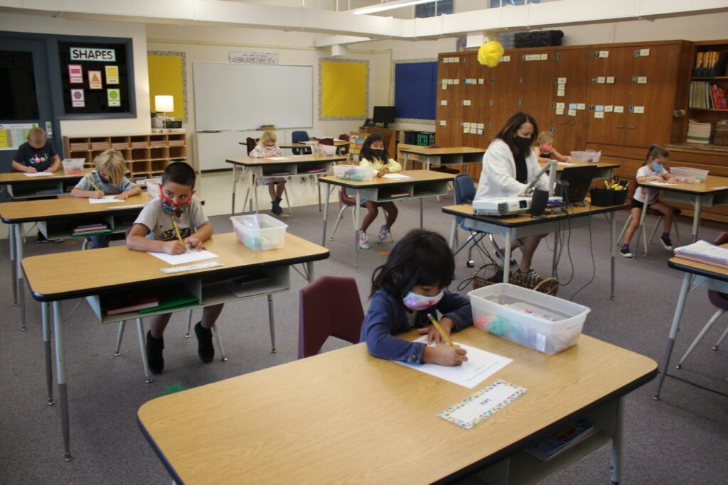 maksed kids at school