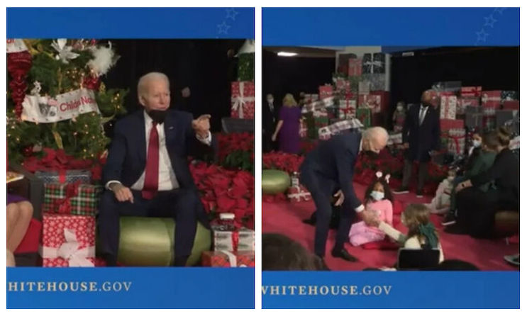 President Joe Biden filmed groping little girl during Christmas visit to children's hospital