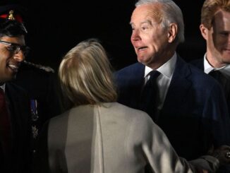 Biden shoves British Prime Minister Rishi Sunak out of the way