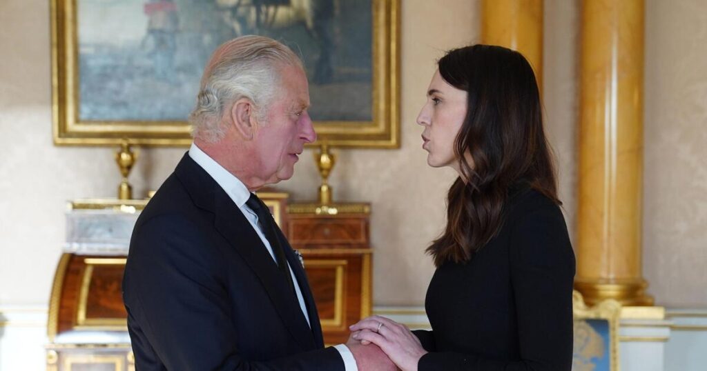 dame jacinda with the king